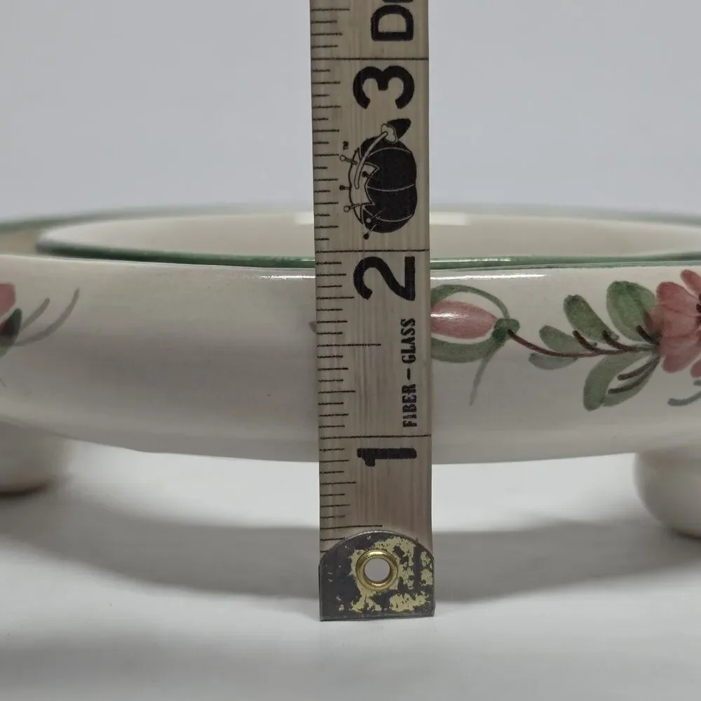 Vintage Ulmer Keramik Pansy Ring Vase Hand Painted Made in Germany Pink/Red